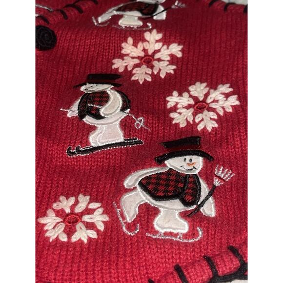 Vintage MANDAL BAY Kids Red Snowman Knit Sweater Vest Size Small 4/5￼ - Picture 6 of 8